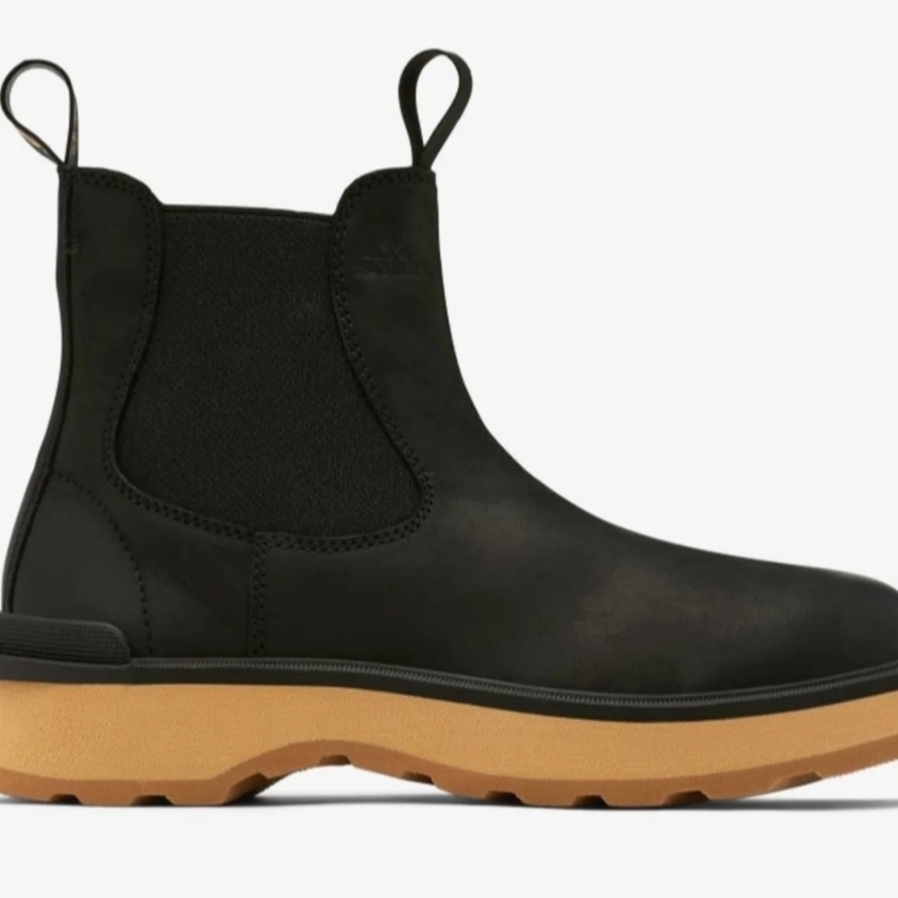 Sorel Black Ankle Boots with Tan Sole